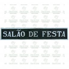 Placa para Condomínio Identificação Salão de Festa em Alumínio Tam.6,5x36 cm