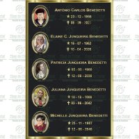 Placa para Túmulo em Bronze com 5 Fotos 6x8 Preto e Branco Tam.55x32 cm