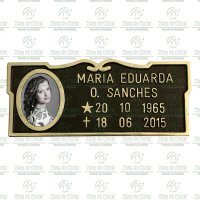 Placa para Túmulo em Bronze com 1 Foto 6x8 Preto e Branco Tam.10x25 cm
