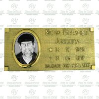 Placa para Túmulo em Bronze com 1 Foto 9x12 Preto e Branco Tam.15x31 cm