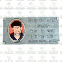 Placa para Túmulo em Alumínio com 1 Foto 9x12 Preto e Branco Tam.15x31 cm