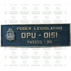 02 PLACAS ( 01 PAR ) P/ CARRO OFICIAL COM BRASÃO EM ALUMÍNIO 13X40CM