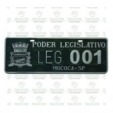 02 PLACAS ( 01 PAR ) P/ CARRO OFICIAL COM BRASÃO EM ALUMÍNIO 13X40CM