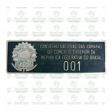 02 PLACAS ( 01 PAR ) P/ CARRO OFICIAL COM BRASÃO EM ALUMÍNIO 13X40CM