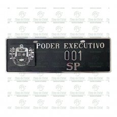 02 PLACAS ( 01 PAR ) P/ CARRO OFICIAL COM BRASÃO EM ALUMÍNIO FUNDIDO 13X40CM