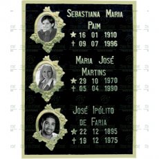 Placa para Cemitério em Bronze com 3 fotos 6x8 Preto e Branco Tam.40x30 cm