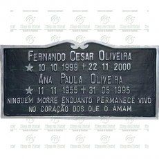 Placa para Cemitério em Bronze com 2 nomes e texto até 53 letras Tam.16x32 cm