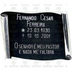 Placa para Túmulo em Alumínio com nome e texto Tam.26x38 cm