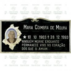 Placa para Túmulo em Alumínio com 1 foto 6x8 Preto e Branco e texto até 53 letras Tam.12x32 cm