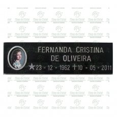 Placa para Cemitério com Foto em porcelana 4x5 no alumínio fundido Tam. 5x26,5 cm