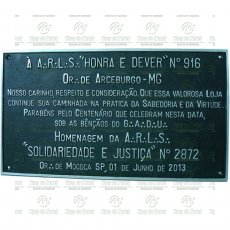 Placa para Inauguração em Alumínio fundido, Tam. 38x60 cm