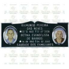 Placa para Cemitério em Alumínio com 2 fotos 8x10 Coloridas texto Tam.16x40 cm