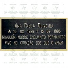 Placa para Lápide em Alumínio com 2 nomes e texto Tam.15x30 cm
