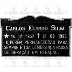 PLACA PARA TÚMULO EM ALUMÍNIO COM TEXTO ATÉ 65 LETRAS TAM.17X29 CM