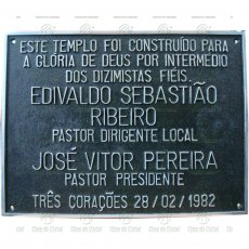 Placa Comemorativa em Alumínio Tam. 35x40 cm