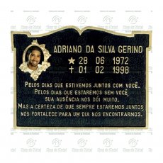Placa para Cemitério em Bronze com 1 foto 8x10 Colorida e texto até 160 letras Tam.30x40 cm