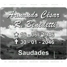 Placa para Túmulo em Porcelana Preto e Branco Tam.13X18 cm