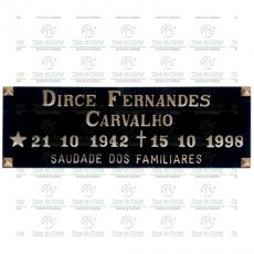 Placa para Cemitério em Alumínio com nome e texto até 23 letras Tam.10x30 cm