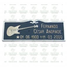 Placa para Túmulo em Bronze com a Guitarra Tam. 12x32 cm