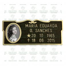 Placa para Túmulo em Bronze com 1 Foto 6x8 Preto e Branco Tam.10x25 cm