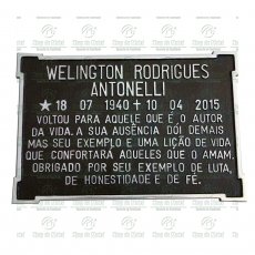 Placa para Túmulo em Alumínio com 1 nome e texto até 154 letras Tam. 20x30 cm
