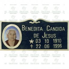 Placa para Cemitério em Bronze com 1 foto 6x8 Colorida 11x25 cm