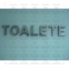 Letras para Identificação do Toalete em Alumínio Tam. 6 cm, o valor é da palavra TOALETE