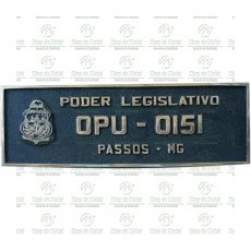 02 PLACAS ( 01 PAR ) P/ CARRO OFICIAL COM BRASÃO EM BRONZE 13X40CM