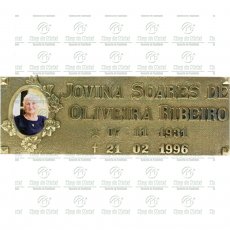 PLACA PARA TÚMULO EM BRONZE SHOP DO METAL COM 1 FOTO 6X8 COLORIDA TAM.12X36 CM