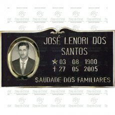 Placa para Cemitério em Bronze com 1 foto 8x10 Preto e Branco texto.Tam.17x31 cm