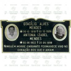 Placa para Cemitério em Bronze com 2 fotos 6x8 Preto e Branco e texto Tam.19x35 cm