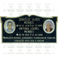 Placa para Lápide em Alumínio com 2 fotos 6x8 Coloridas e texto Tam.19x35 cm