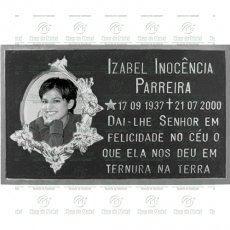 Placa para Cemitério em Alumínio com 1 foto 8x10 Preto e Branco e texto até 58 letras Tam.18x30 cm