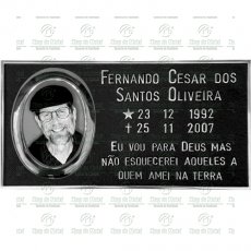 Placa para Túmulo em Alumínio com 1 foto 11x14 Preto e Branco e texto Tam.18x35 cm