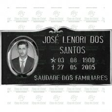 Placa para Cemitério em Alumínio com 1 foto 8x10 Preto e Branco e texto Tam.17x31 cm