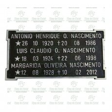 PLACA PARA TÚMULO EM ALUMÍNIO COM 3 NOMES TAM.15X30CM