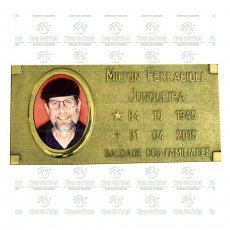 Placa para Túmulo em Bronze com 1 Foto 9x12 Colorida Tam.15x31 cm (FOTO GRANDE)
