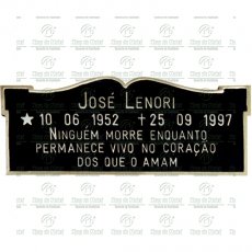 Placa para Sepultura em Bronze com nome e texto até 53 letras Tam.12x29 cm