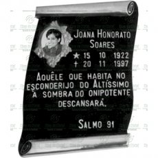 Placa para Cemitério em Alumínio com 1 foto 6x8 Preto e Branco e texto Tam.38x26 cm