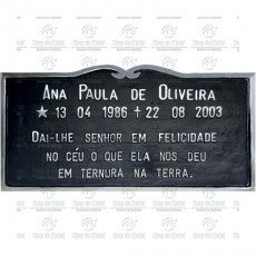 Placa para Cemitério em Bronze com nome e texto. Tam.16x32 cm