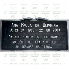 Placa para Lápide em Alumínio com nome e texto Tam.16x32 cm