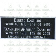 Placa para Cemitério em Alumínio com 2 nomes e texto Tam.12x30 cm