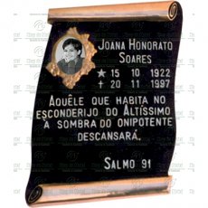 Placa para Túmulo em Bronze com 1 foto 6x8 Preto e Branco e texto Tam.38X26 cm