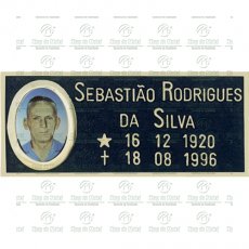 Placa para Cemitério em Bronze com 1 foto 6x8 Colorida Tam.11x26 cm