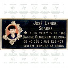 Placa para Lápide em Alumínio com 1 foto 6x8 Colorida e texto até 58 letras Tam.15x30 cm