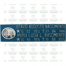 Placa Jardim das Oliveiras Alumínio com Foto Dupla Preto e Branco Tam.7x25