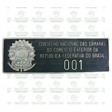 02 PLACAS ( 01 PAR ) P/ CARRO OFICIAL COM BRASÃO EM BRONZE 13X40CM