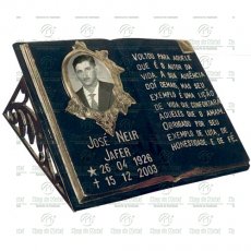 Bíblia em Bronze com 1 foto 8x10 Preto e Branco e texto Tam.29x38 cm