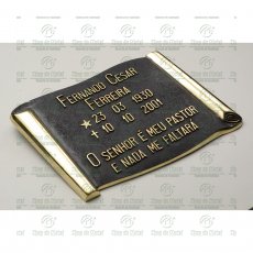 Placa para Túmulo em Bronze com 1 nome e texto Tam.26x38 cm