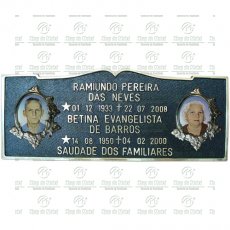 Placa para Túmulo em Bronze com 2 fotos 6x8 Coloridas Tam.16x40 cm